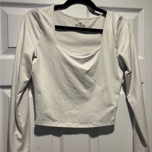 Hollister white square neck long sleeve top